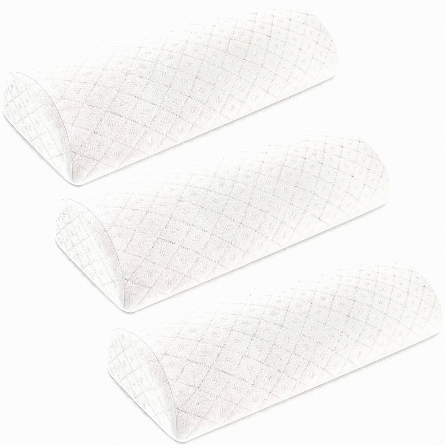 MemoryFoam Comfort Support Pillow - Leg & Back Relief | Semi Roll Body Cushion | Knee Neck Lumbar Bolster | Breathable Cover | 20 x 8 x 4 | Set of 3