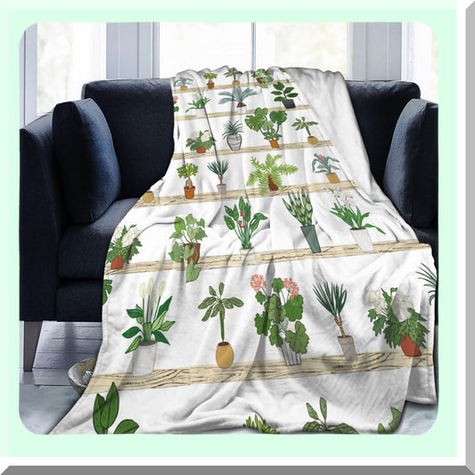 CozyGreen Flannel Throw: Soft, Lightweight, All-Season Blanket for Sofa, Couch, Bed & Travel - 50"x40""