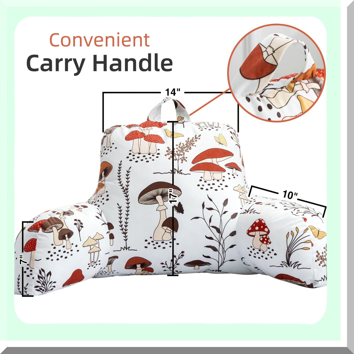 Cozy Kids Mushroom Backrest Pillow - Comfy Reading & TV Watching Support for Bed or Couch, Includes Matching Cushion Cover - Lounge in Style!