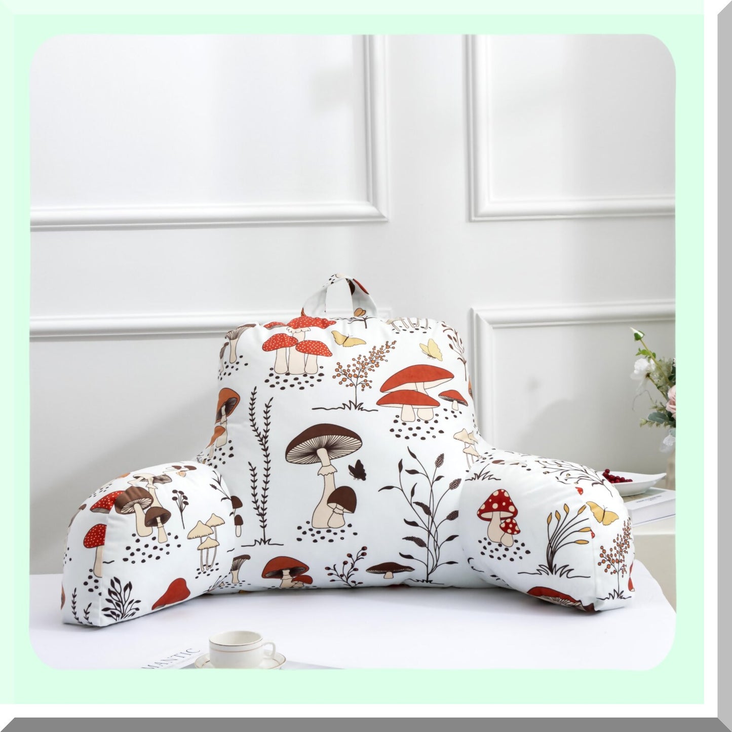 Cozy Kids Mushroom Backrest Pillow - Comfy Reading & TV Watching Support for Bed or Couch, Includes Matching Cushion Cover - Lounge in Style!