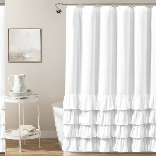 Ruffle Shower Curtain 72x72 White