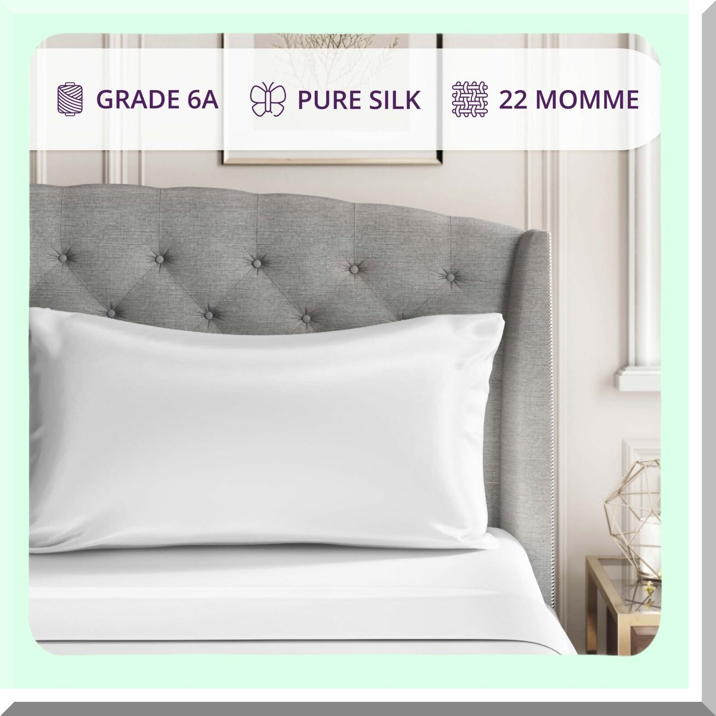 LuxurySilk Ivory Queen Pillowcase - 100% Mulberry Silk, 22 Momme, Grade 6A, Hidden Zipper Closure, Hypoallergenic, Smooth & Soft, 20" x 30"