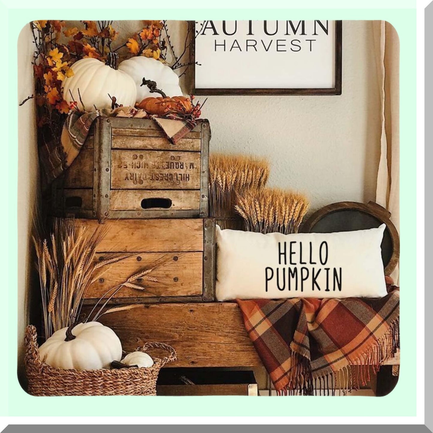 Fall Harvest Stripe Pillow Covers - Set of 4 | Hello Pumpkin Leaf Lumbar Pillows | Farmhouse Autumn Thanksgiving Decor | Couch Sofa Cushion Cases