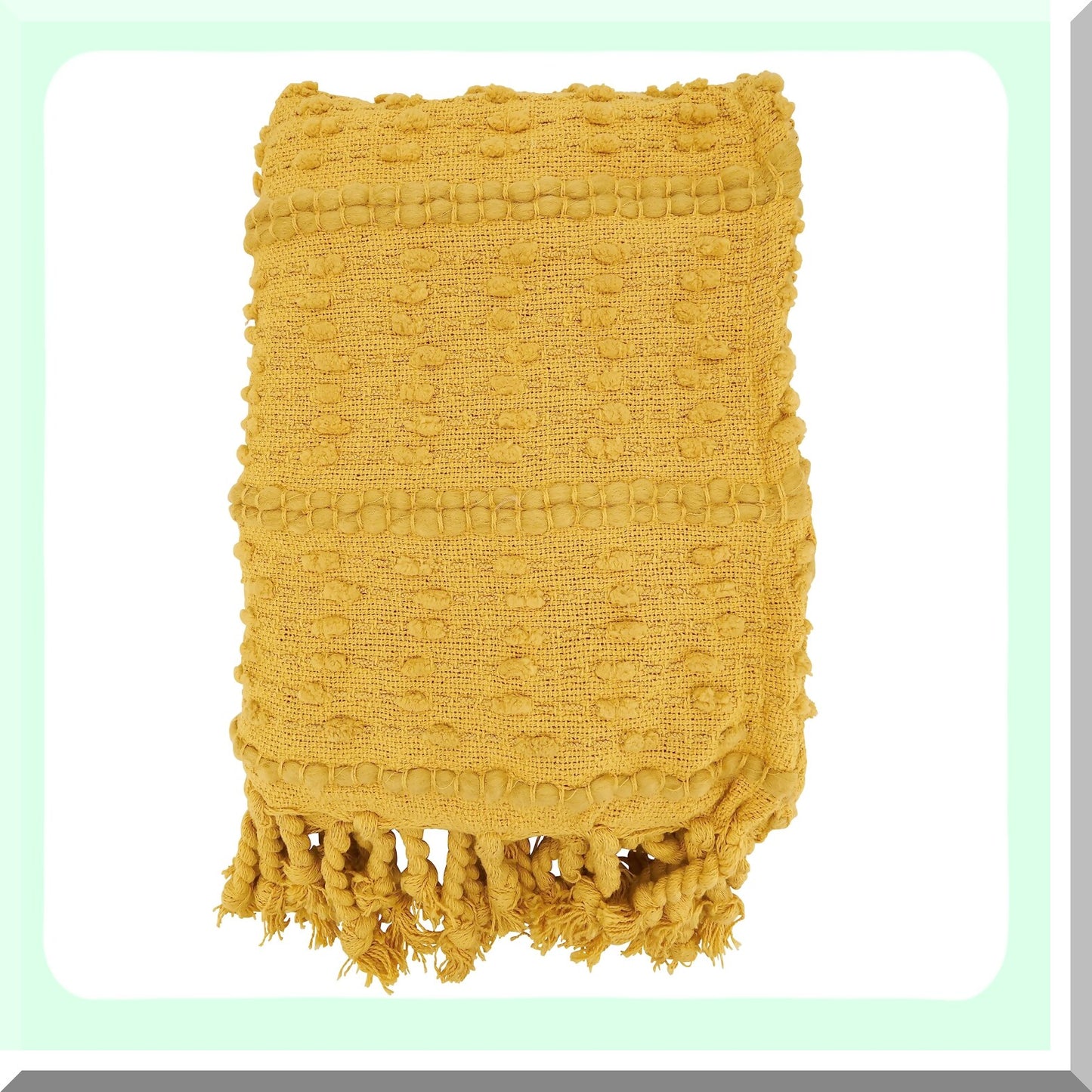 CozyTextured Stripe Woven Fringe Throw Blanket