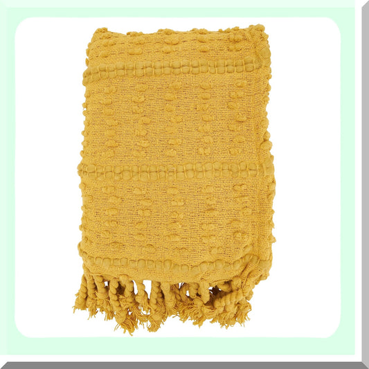 CozyTextured Stripe Woven Fringe Throw Blanket