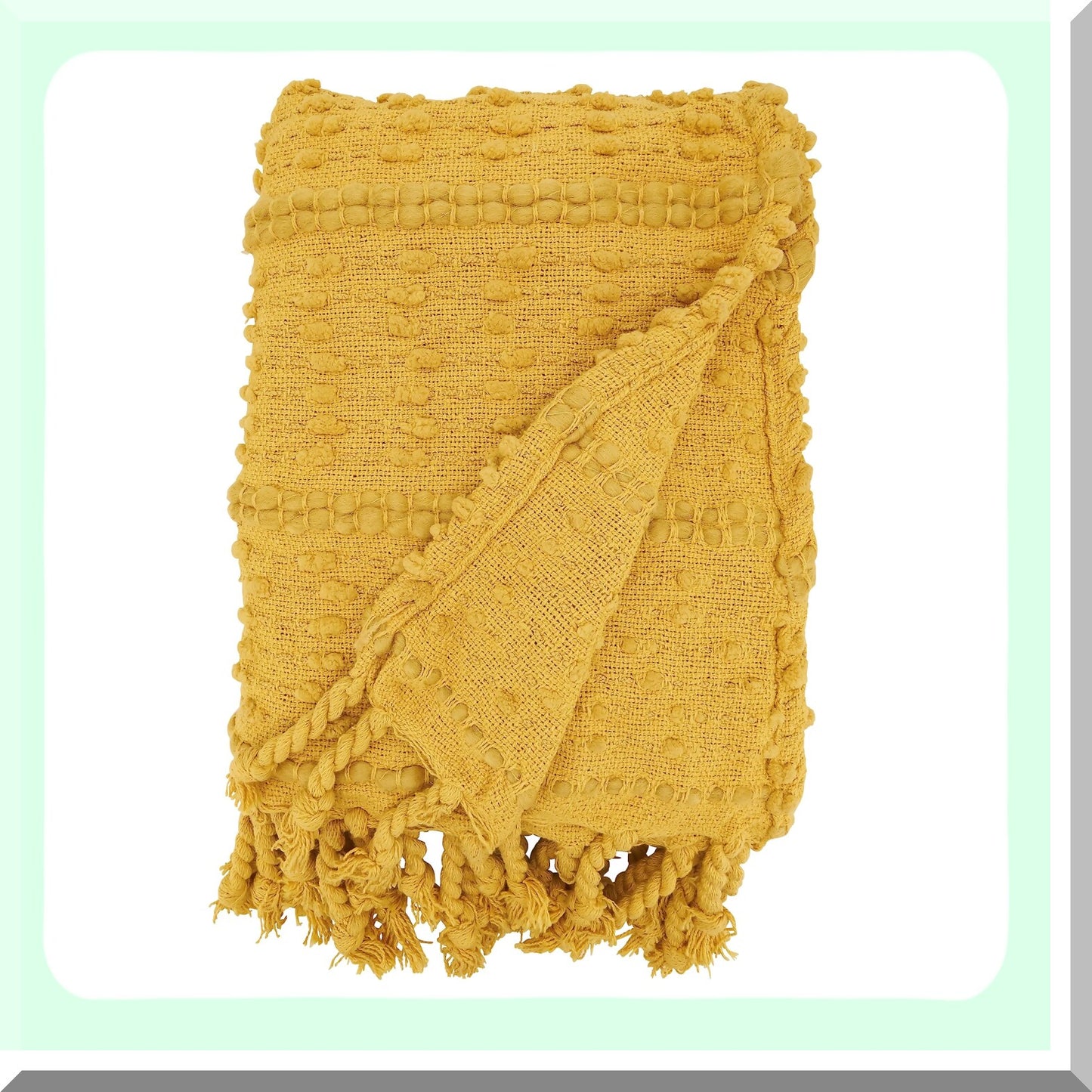 CozyTextured Stripe Woven Fringe Throw Blanket