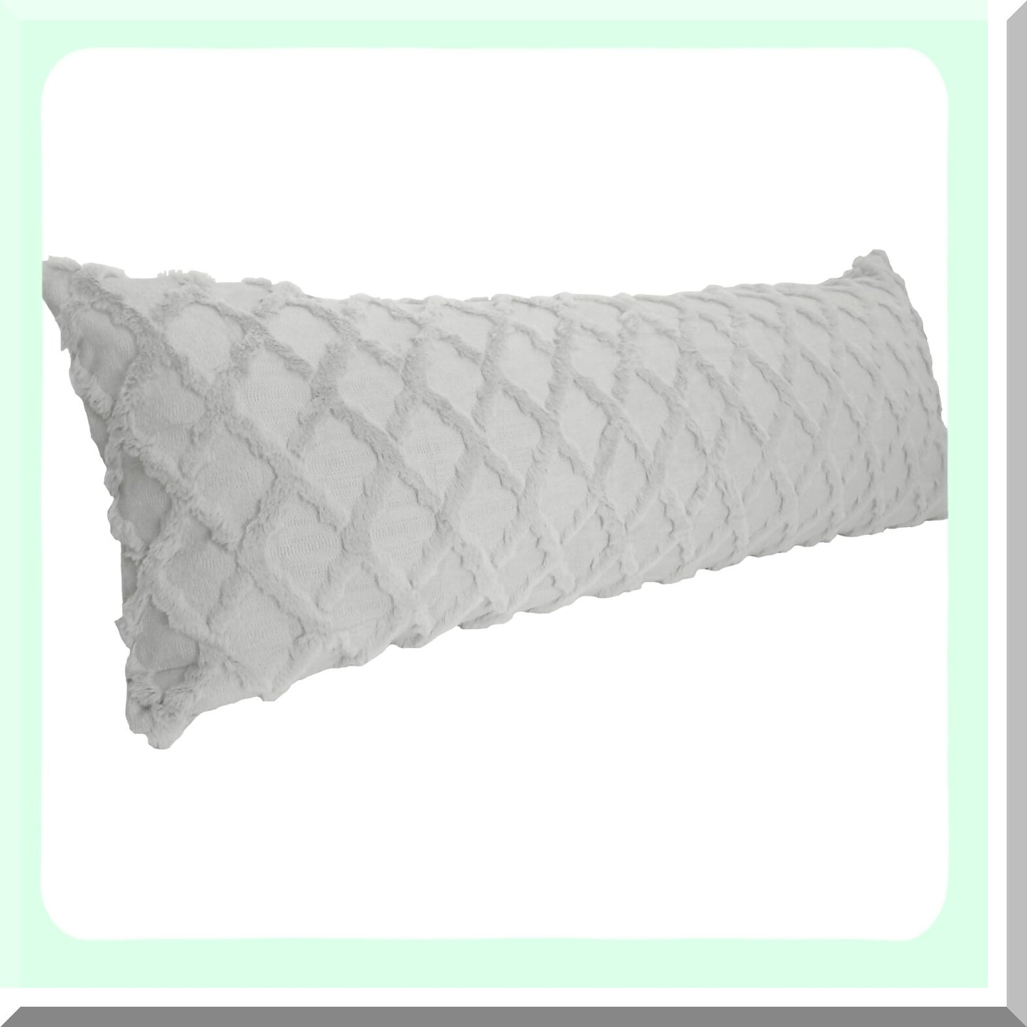 Nordic Plush Lumbar Pillow Cover - Solid Color Geometry Cushion Case with Special Embroidery for Bedroom and Living Room Decor - Light Gray, 21x54 inch