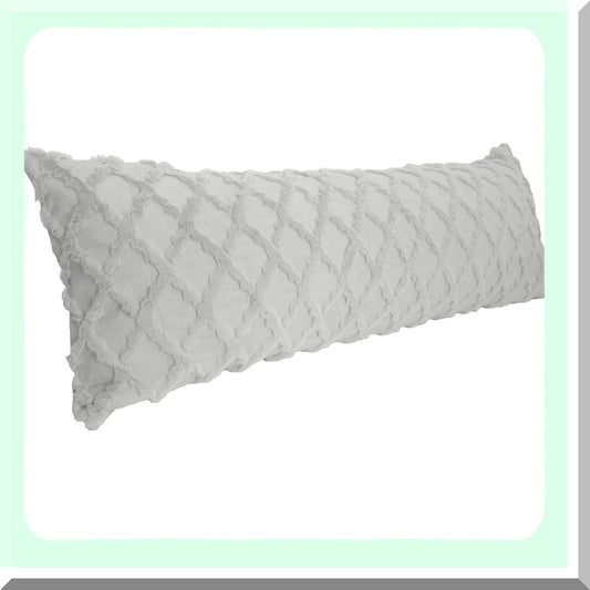 Nordic Plush Lumbar Pillow Cover - Solid Color Geometry Cushion Case with Special Embroidery for Bedroom and Living Room Decor - Light Gray, 21x54 inch