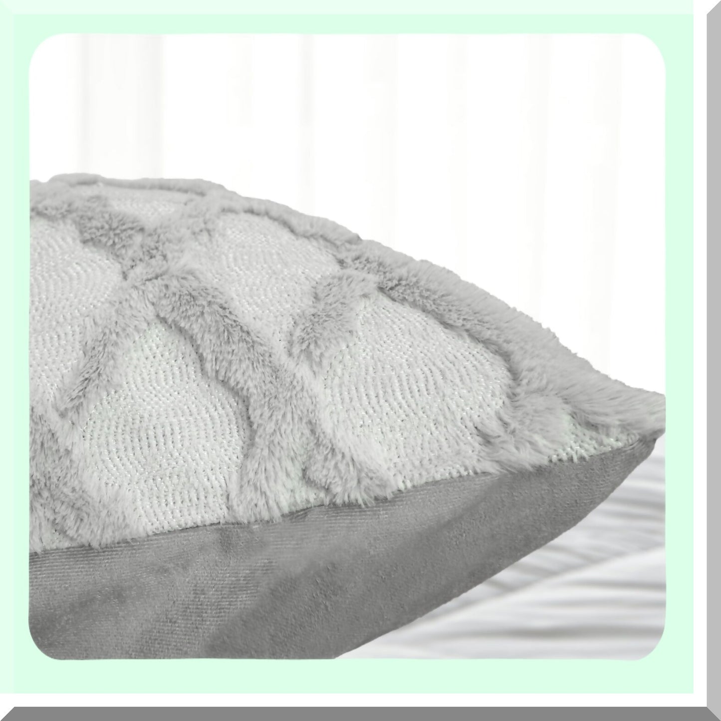 Nordic Plush Lumbar Pillow Cover - Solid Color Geometry Cushion Case with Special Embroidery for Bedroom and Living Room Decor - Light Gray, 21x54 inch