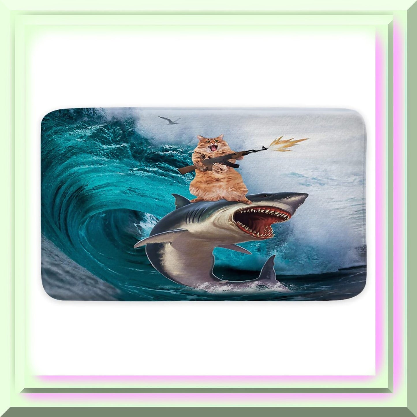 Funny Cat Bathroom Rug 17x29in with Whale Shark Design