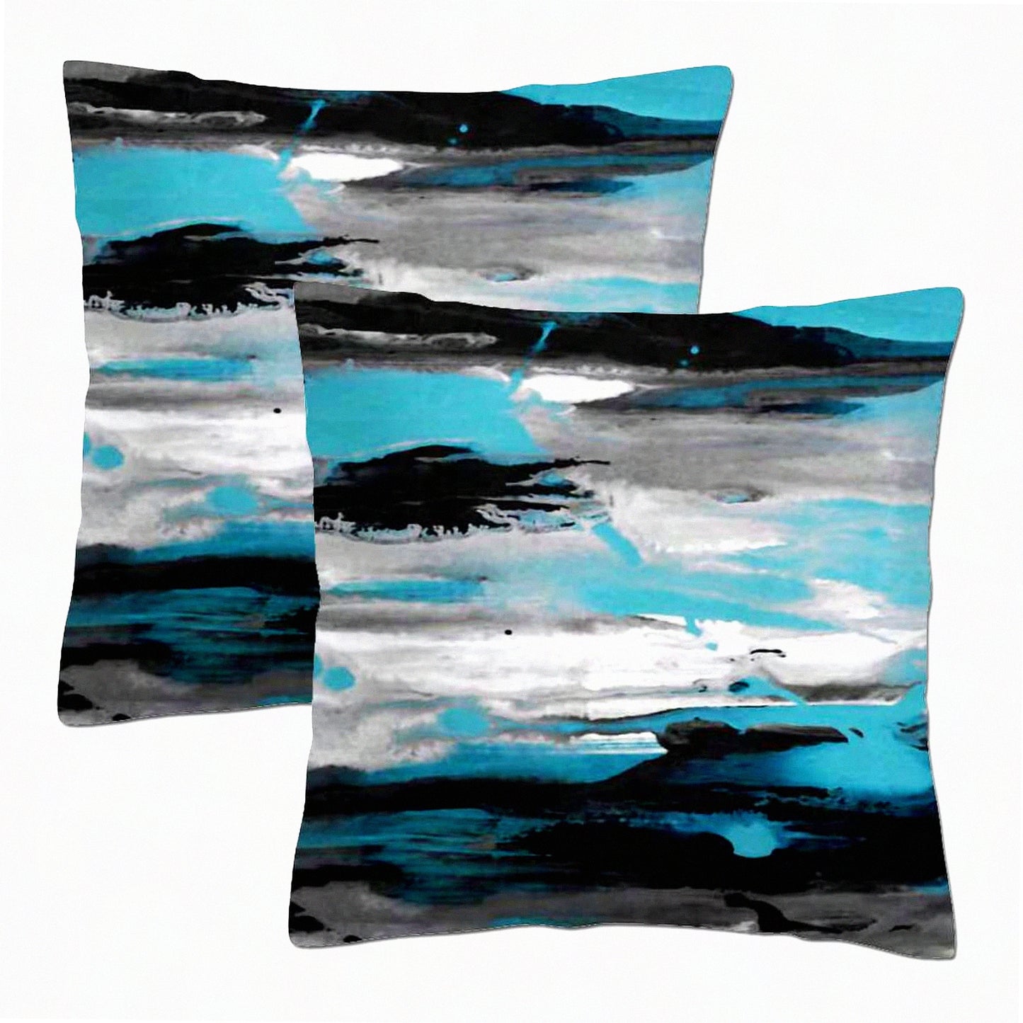 Turquoise Teal Decorative Throw Pillow Covers - Set of 2, Personalized Sofa Cushion Covers for Living Room & Bedroom, 20X20 Inch Blue Gray Couch Pillows
