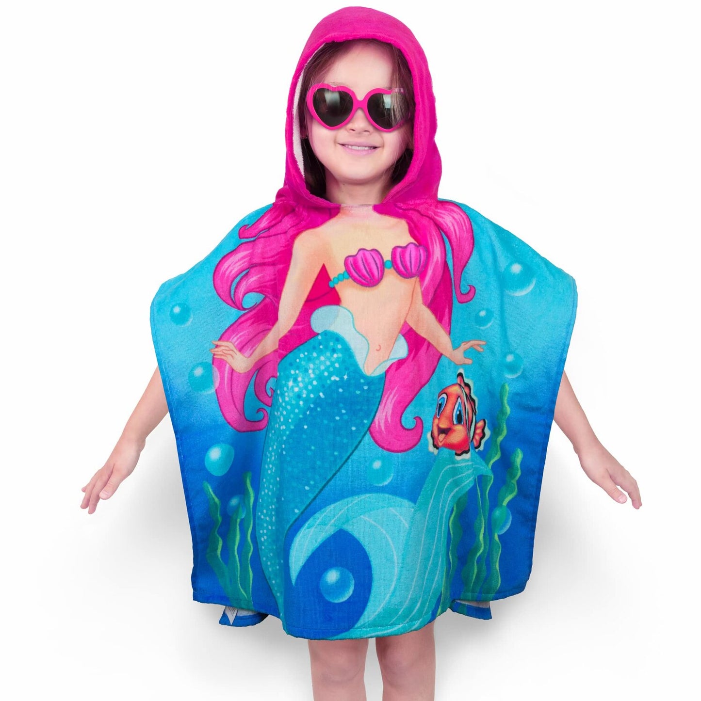Mermaid Hooded Kids Beach Towel 28x47 inches