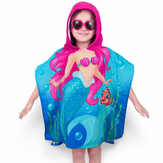 Mermaid Hooded Kids Beach Towel 28x47 inches