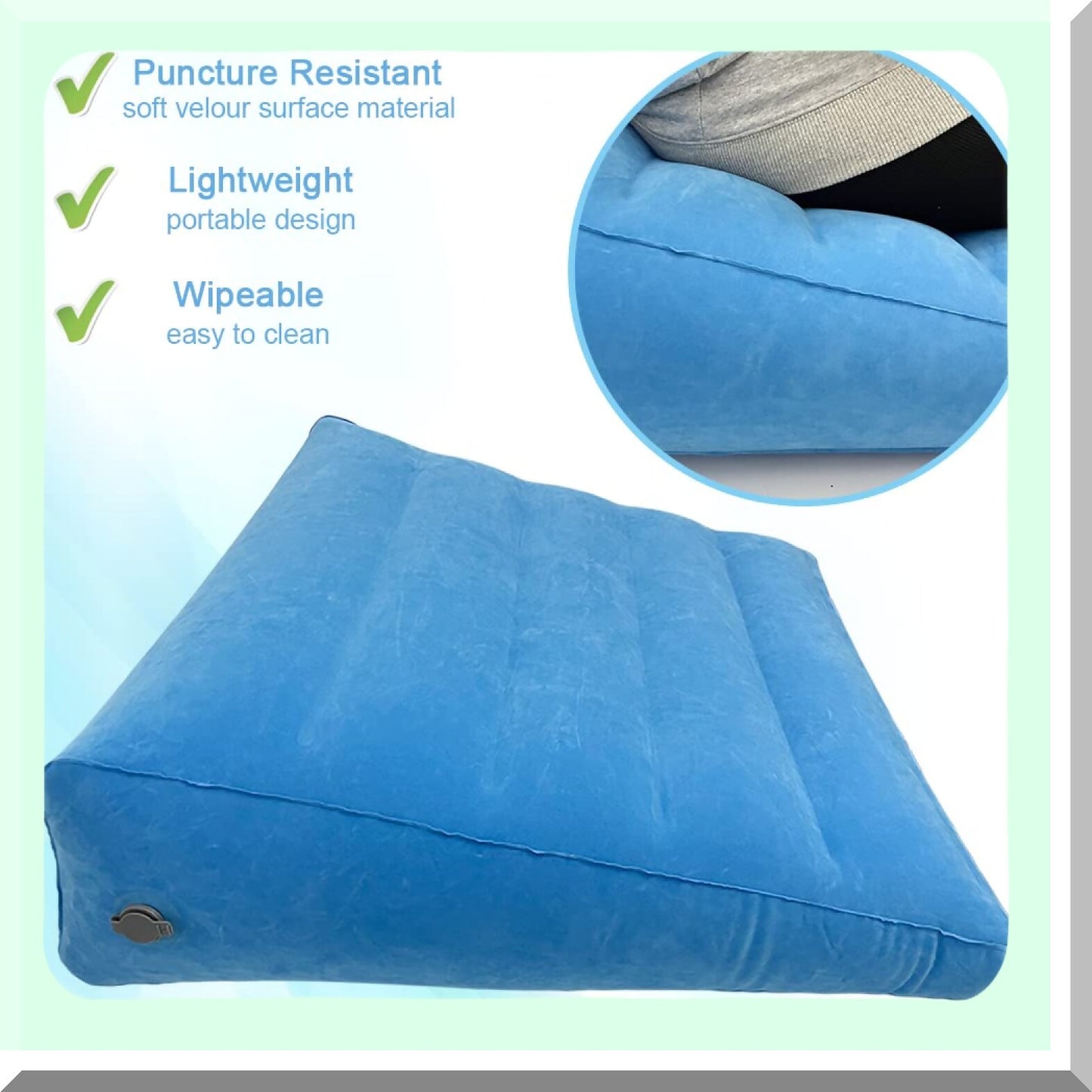 OrthoRest Inflatable Bed Wedge Pillow - Portable Orthopedic Back Support for Bedridden, Disabled, Elderly Patients - Travel Sleeping Aid & Back Rest - 26" Lx26 Wx8 H
