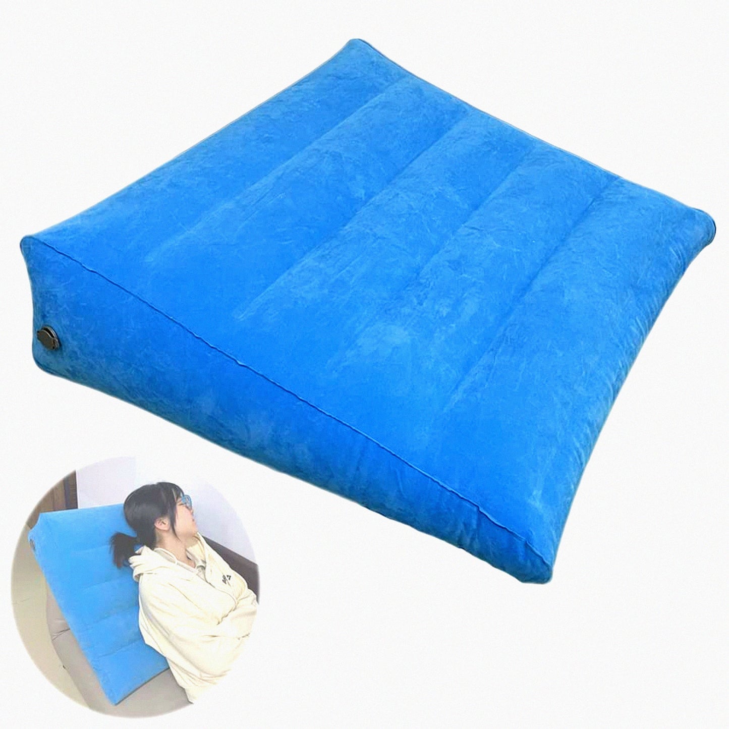 OrthoRest Inflatable Bed Wedge Pillow - Portable Orthopedic Back Support for Bedridden, Disabled, Elderly Patients - Travel Sleeping Aid & Back Rest - 26" Lx26 Wx8 H