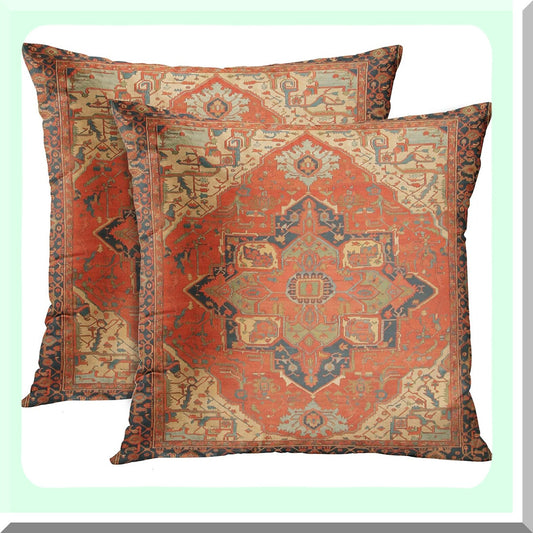 Yellow Abstract Tribal Pillowcase Set - 18x18 Inch Ethnic Decor for Bedroom & Living Room - Cushion Sofa Cover - Home Art Decorative Throw Pillow Covers (Set of 2)