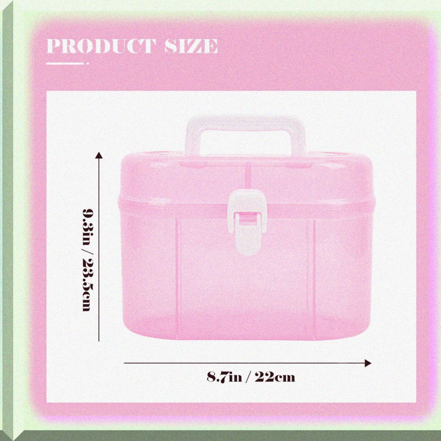 Clear Double Layer Plastic Storage Box 6.9 x 4.9 Inches Pink