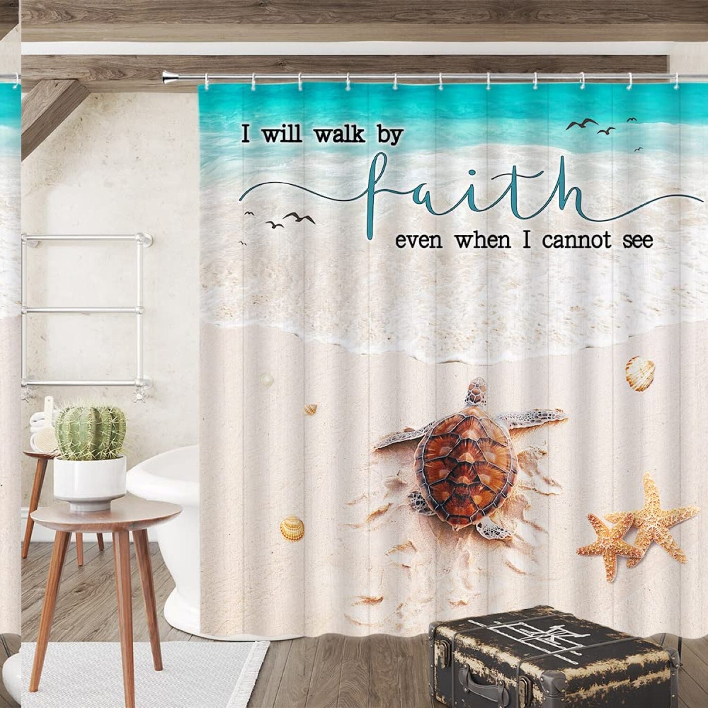 Sea Turtle Shower Curtain 70x70 Inches