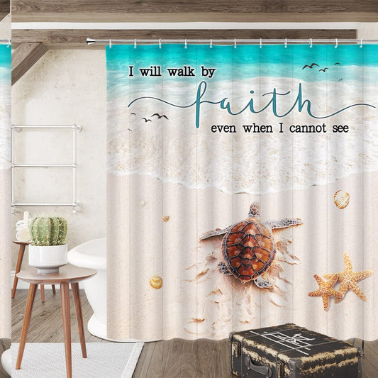 Sea Turtle Shower Curtain 70x70 Inches