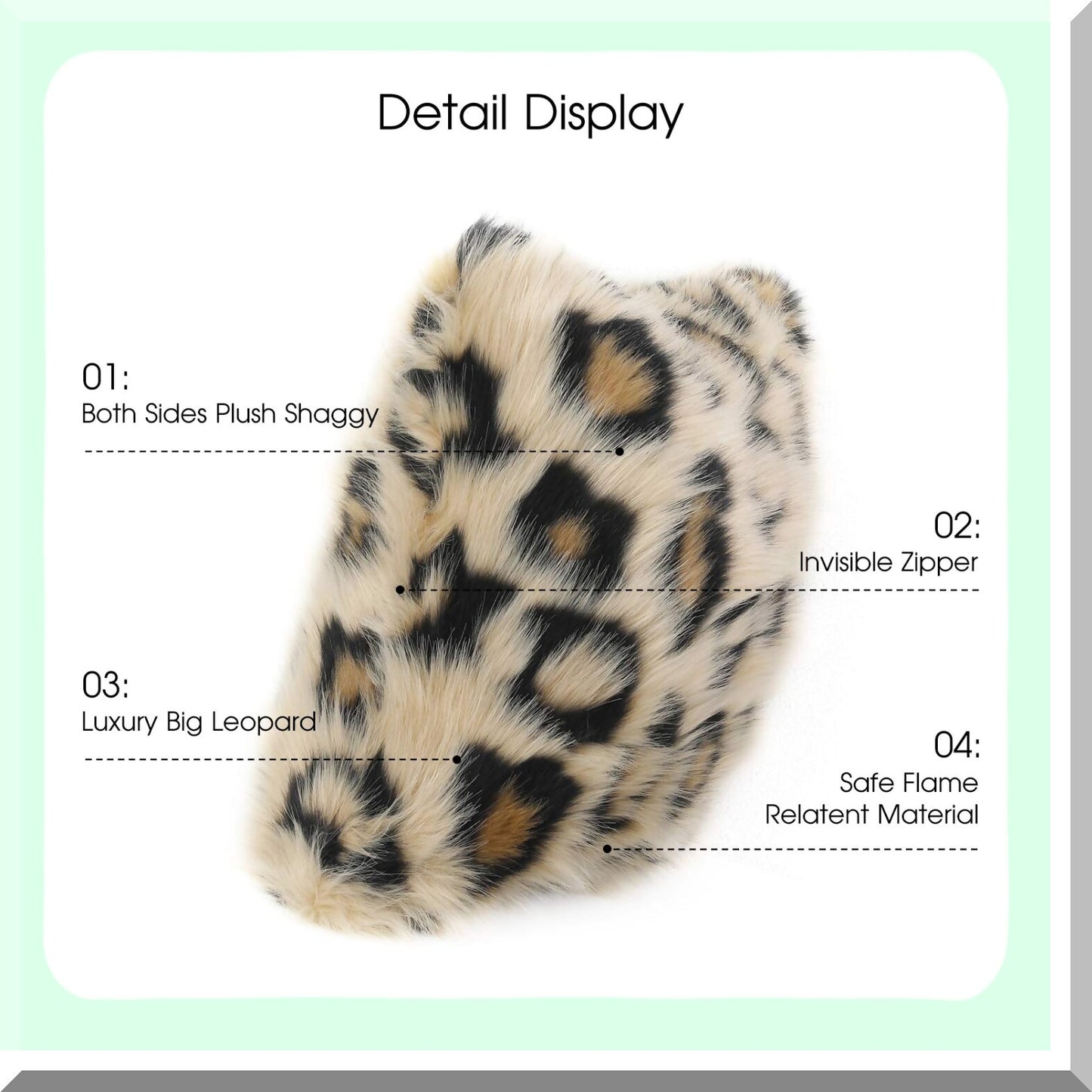 Leopard Luxe Plush Pillowcase - Decorative Cheetah Cover for Bedroom & Sofa - True Print Shaggy Cushion Case - 18x18inch Cozy Home Decor