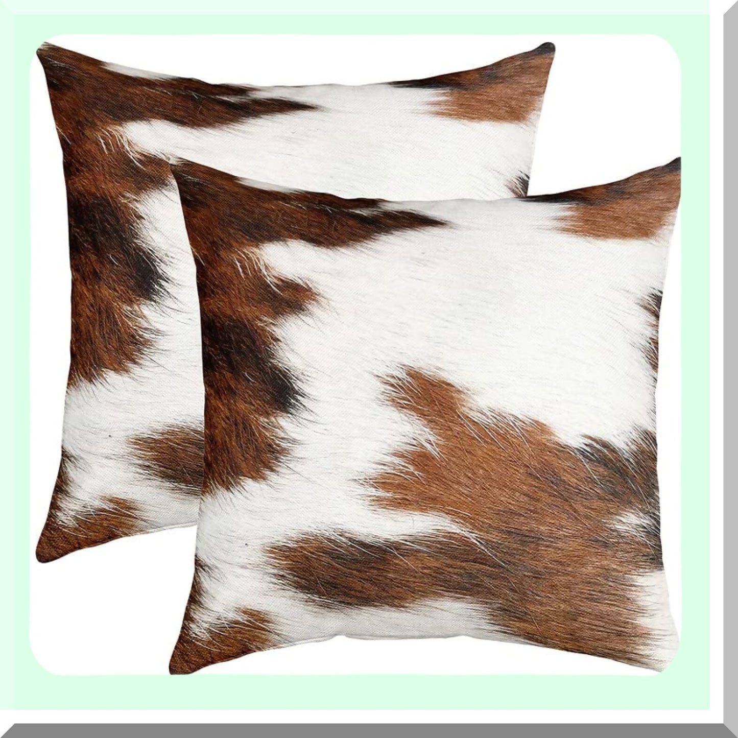 Cowhide Farmhouse Pillow Covers - Set of 2 Brown & White 18x18 Decorative Outdoor Throw Pillow Cases for Couch Sofa, Home Decor & Farmhouse Cushion Case