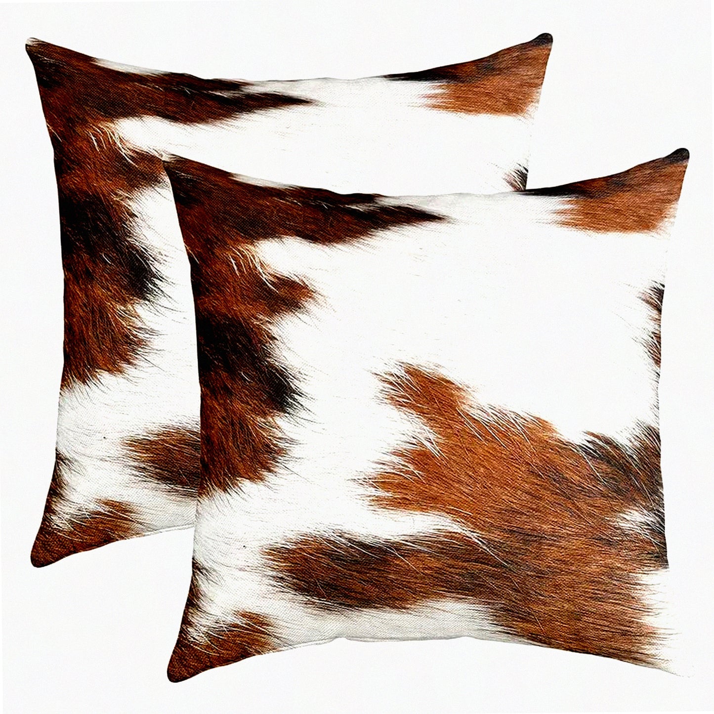Cowhide Farmhouse Pillow Covers - Set of 2 Brown & White 18x18 Decorative Outdoor Throw Pillow Cases for Couch Sofa, Home Decor & Farmhouse Cushion Case