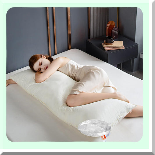 FirmSleep Goose Down Body Pillow - Large Long Bed Pillow for Side Sleepers - Breathable Full Body Pillow with 100% Cotton Shell - Adults' Favorite Sleep Aid