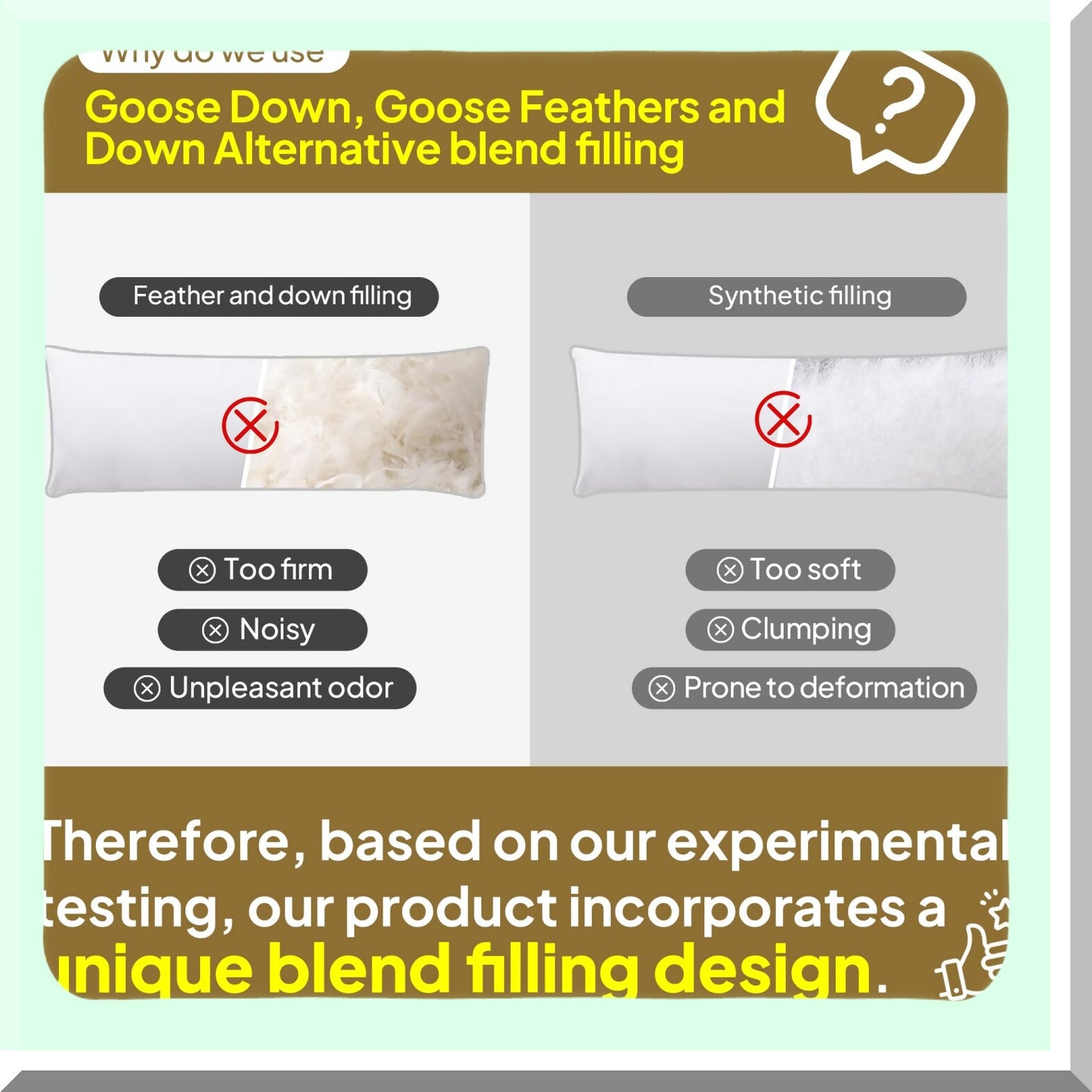 FirmSleep Goose Down Body Pillow - Large Long Bed Pillow for Side Sleepers - Breathable Full Body Pillow with 100% Cotton Shell - Adults' Favorite Sleep Aid