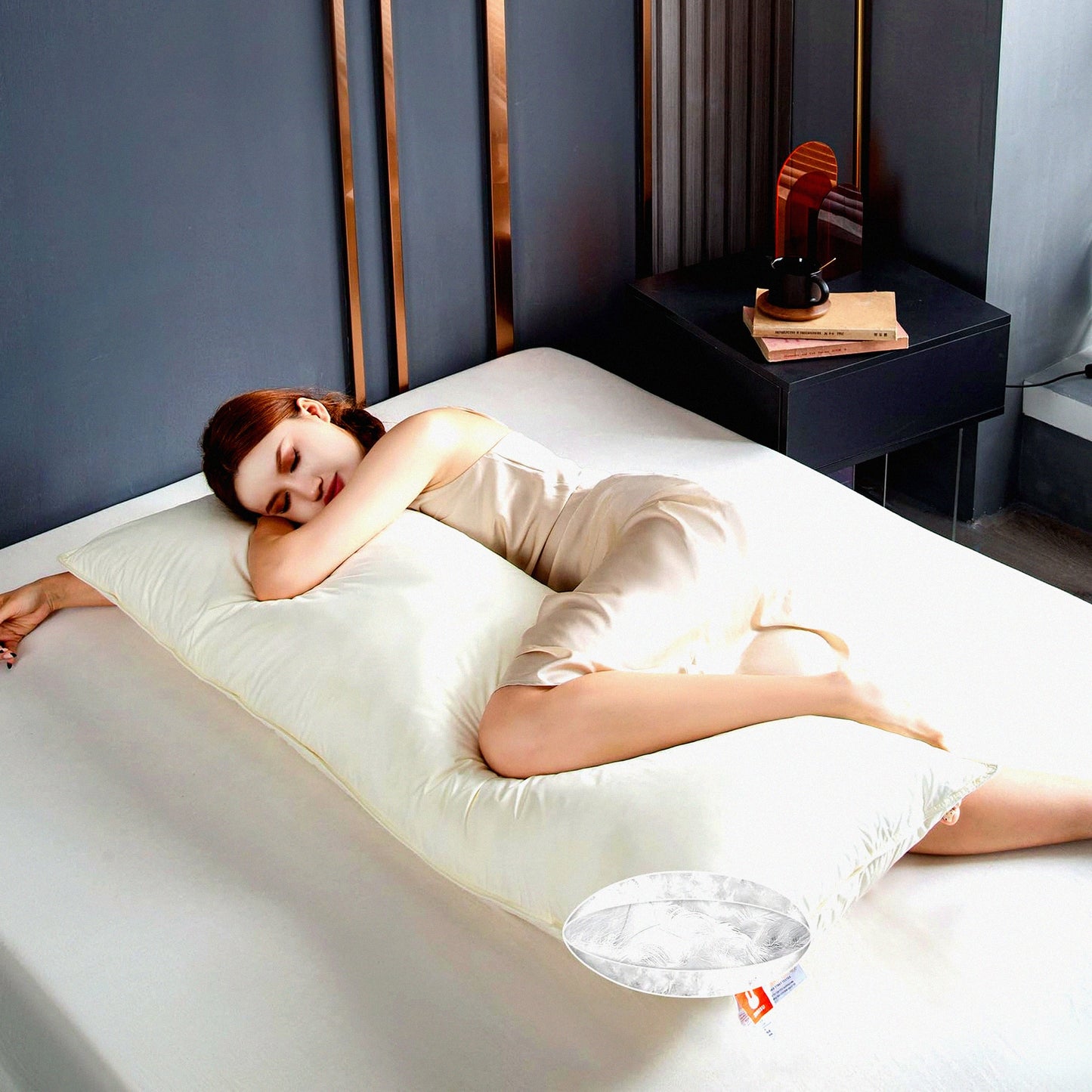 FirmSleep Goose Down Body Pillow - Large Long Bed Pillow for Side Sleepers - Breathable Full Body Pillow with 100% Cotton Shell - Adults' Favorite Sleep Aid