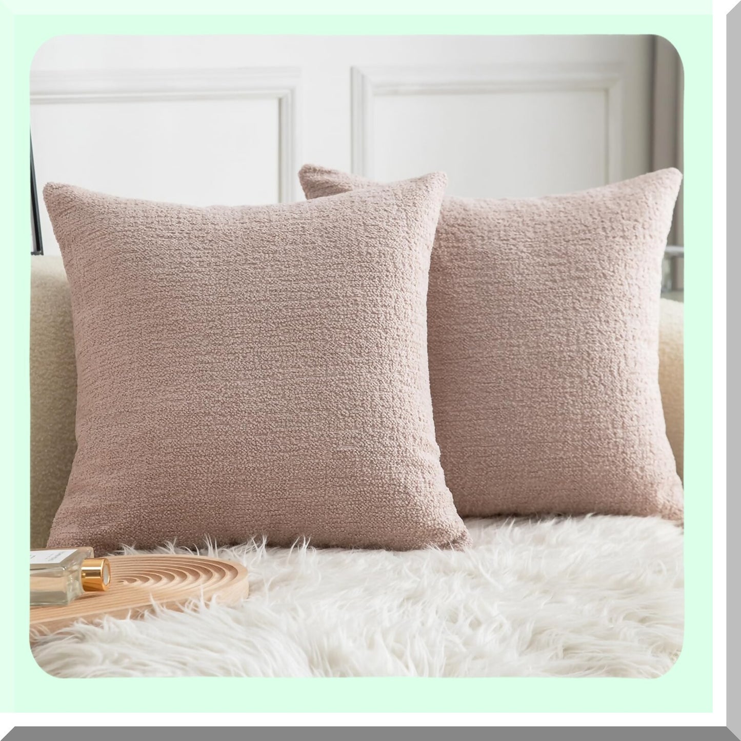 Blush Plush Cozy Cushion Covers for Sofa and Bedroom 18x18, Set of 2