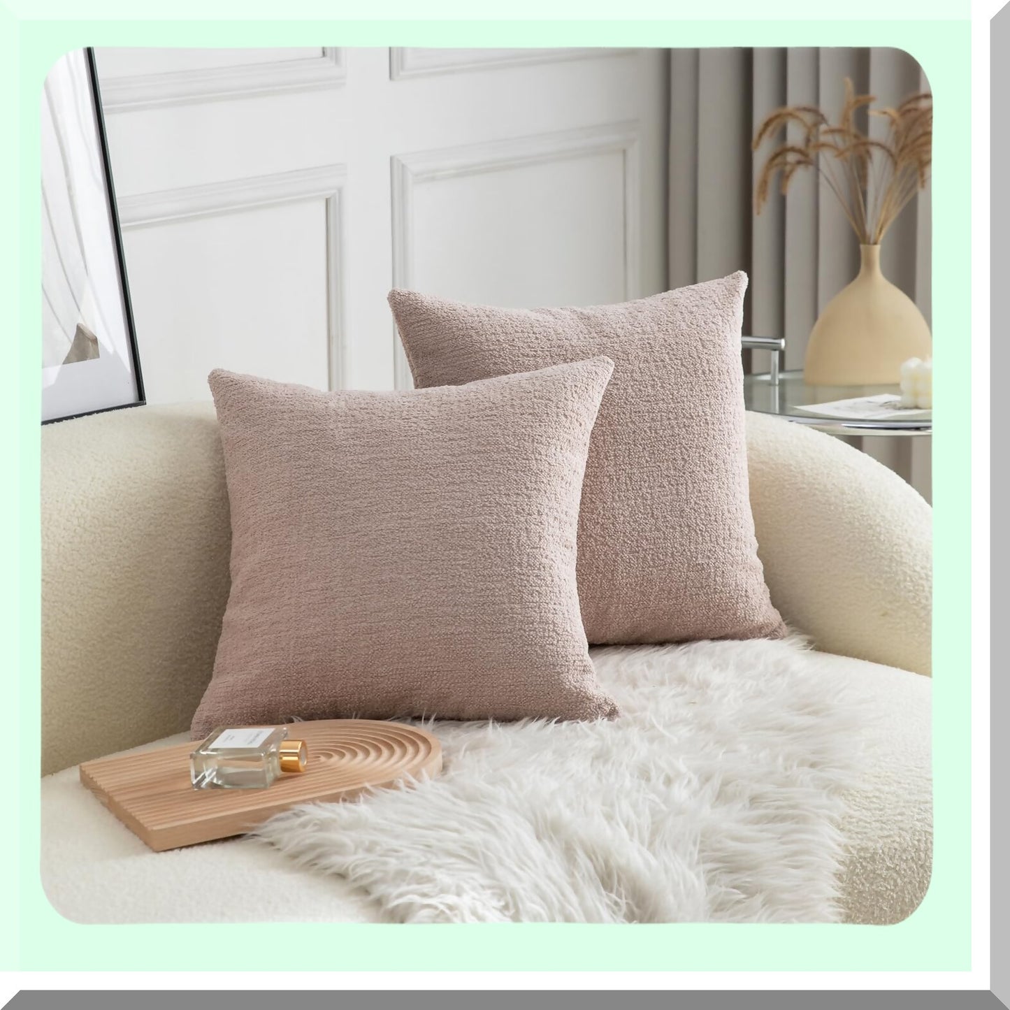 Blush Plush Cozy Cushion Covers for Sofa and Bedroom 18x18, Set of 2