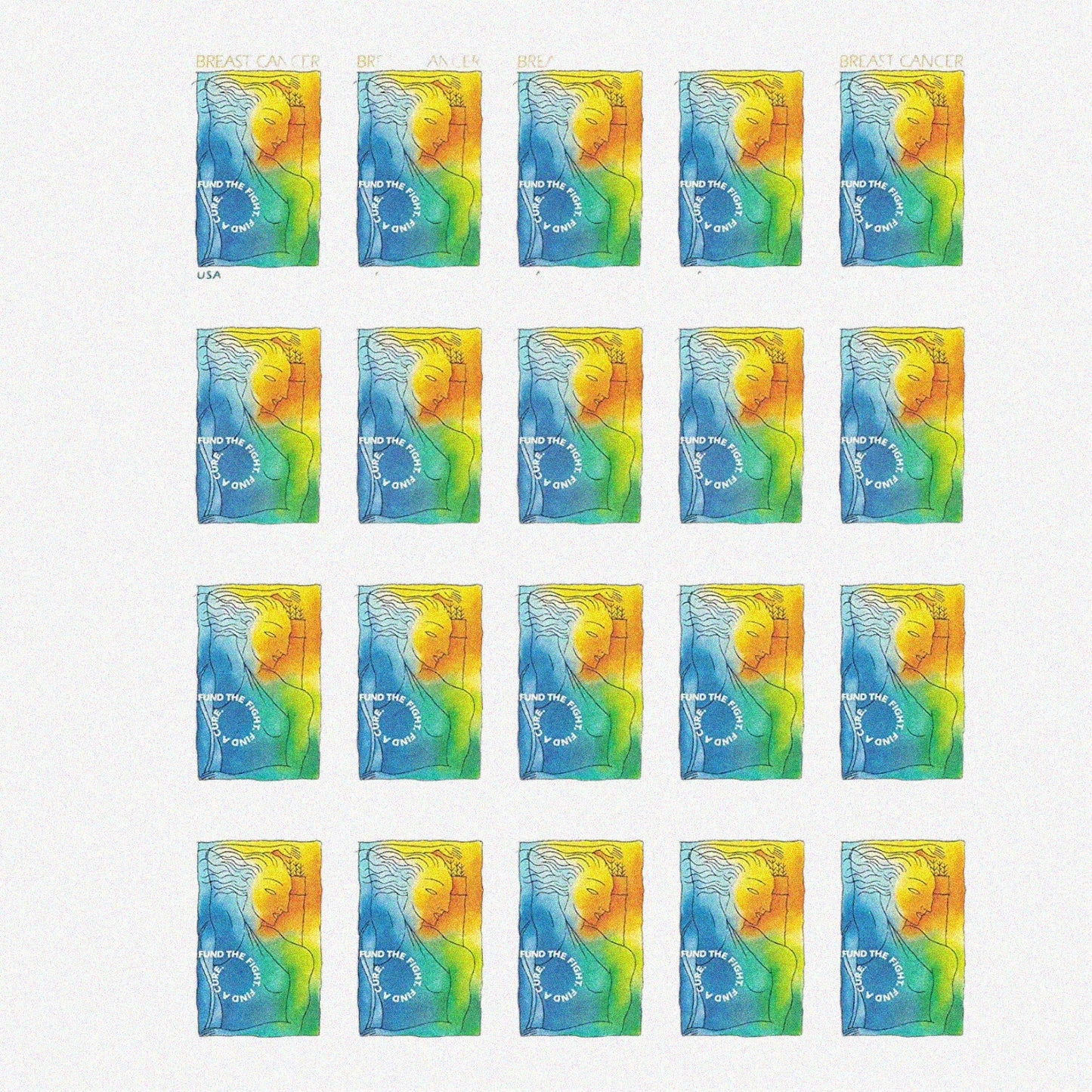 Breast Cancer Semipostal Stamp Sheet 20
