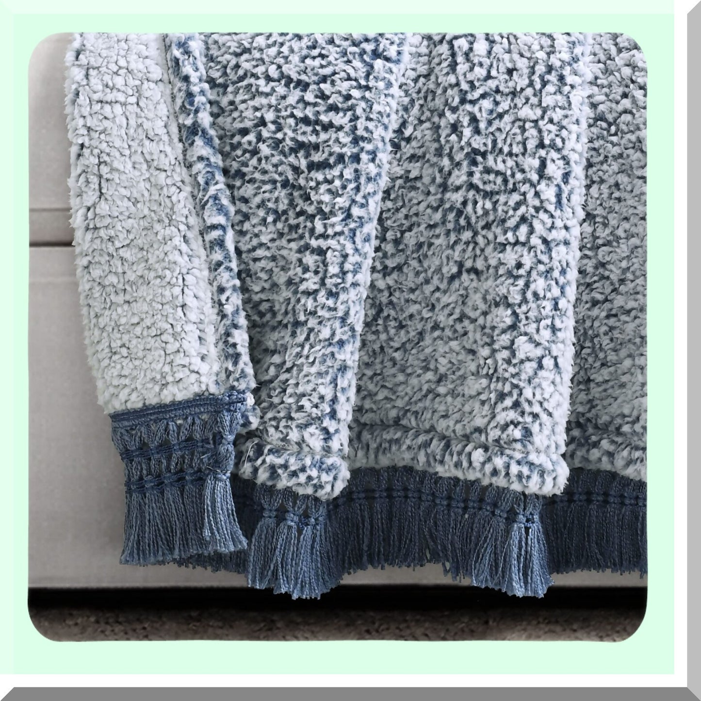CozySherpa Navy Fringe Throw Blanket, 60" x 50"
