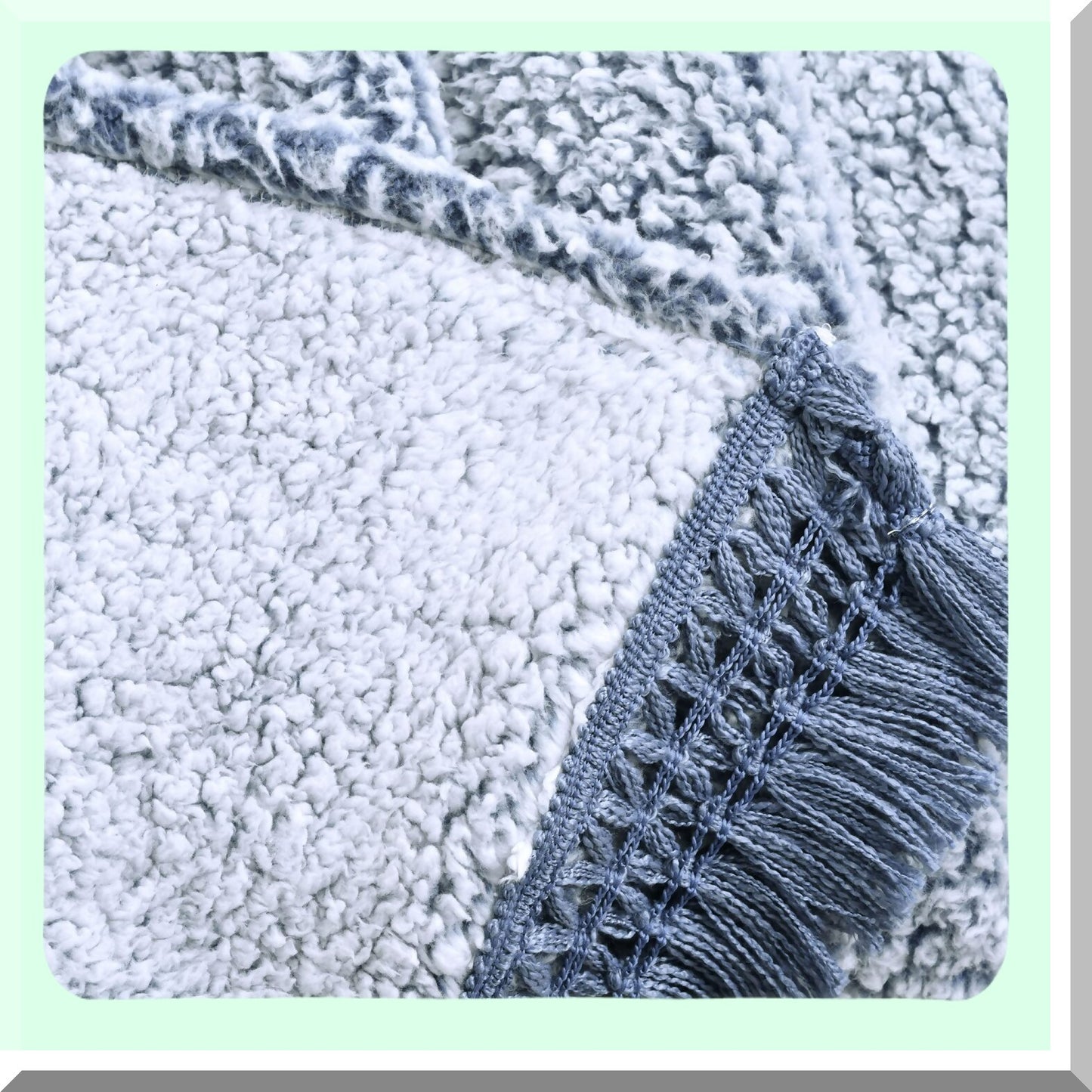 CozySherpa Navy Fringe Throw Blanket, 60" x 50"