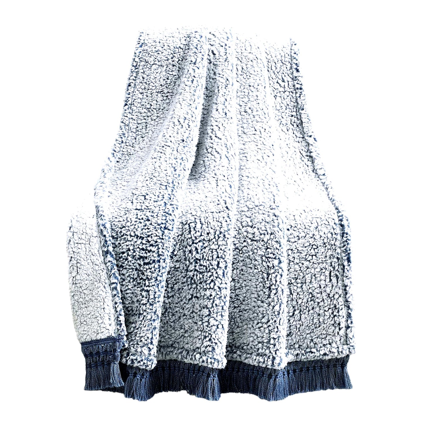 CozySherpa Navy Fringe Throw Blanket, 60" x 50"