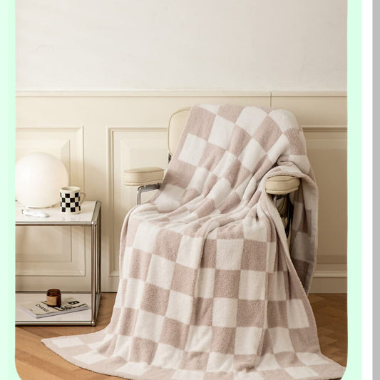 UltraSoft CozyCheck Microfiber Baby Blanket - Lightweight Fluffy Fleece for Sofa & Bed, 30x40 Inches, Cream