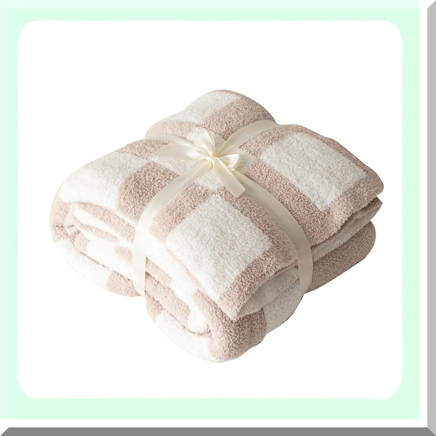 UltraSoft CozyCheck Microfiber Baby Blanket - Lightweight Fluffy Fleece for Sofa & Bed, 30x40 Inches, Cream