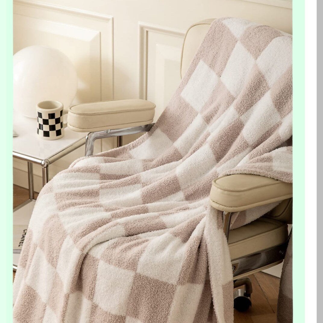 UltraSoft CozyCheck Microfiber Baby Blanket - Lightweight Fluffy Fleece for Sofa & Bed, 30x40 Inches, Cream