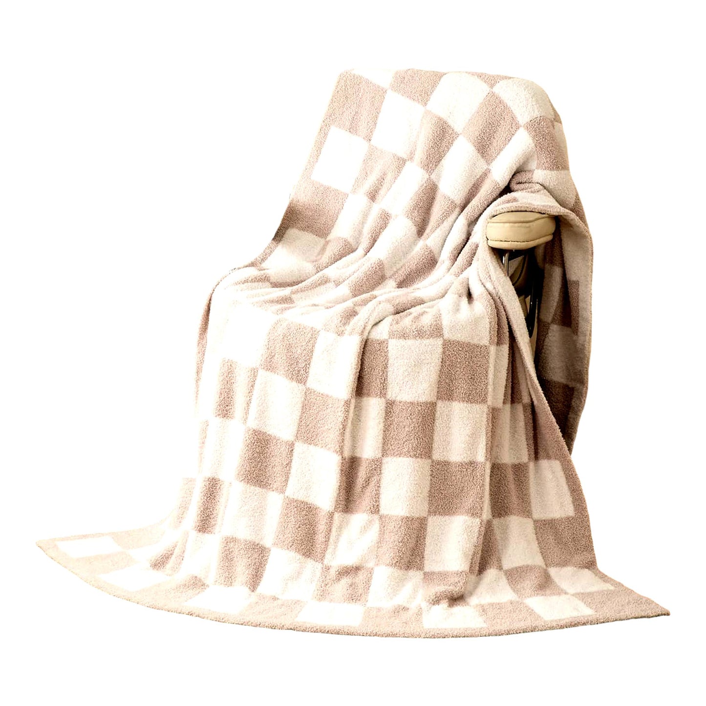 UltraSoft CozyCheck Microfiber Baby Blanket - Lightweight Fluffy Fleece for Sofa & Bed, 30x40 Inches, Cream