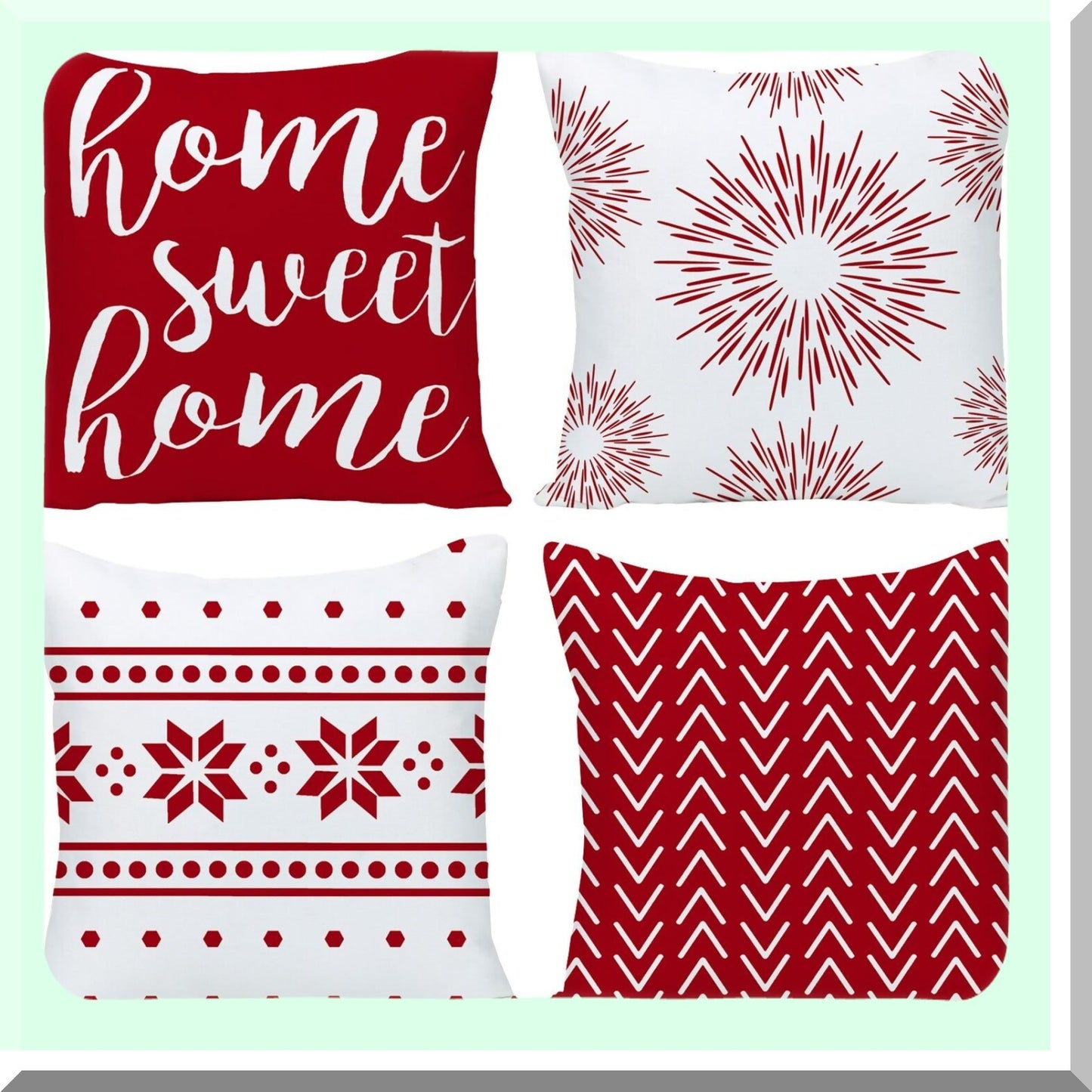 Red Linen Decorative Pillow Covers Set - 20x20 Inch (50x50 cm) - Sofa Throw Pillow Covers for Couch, Bed, Car - Set of 4 Outdoor Cushion Covers