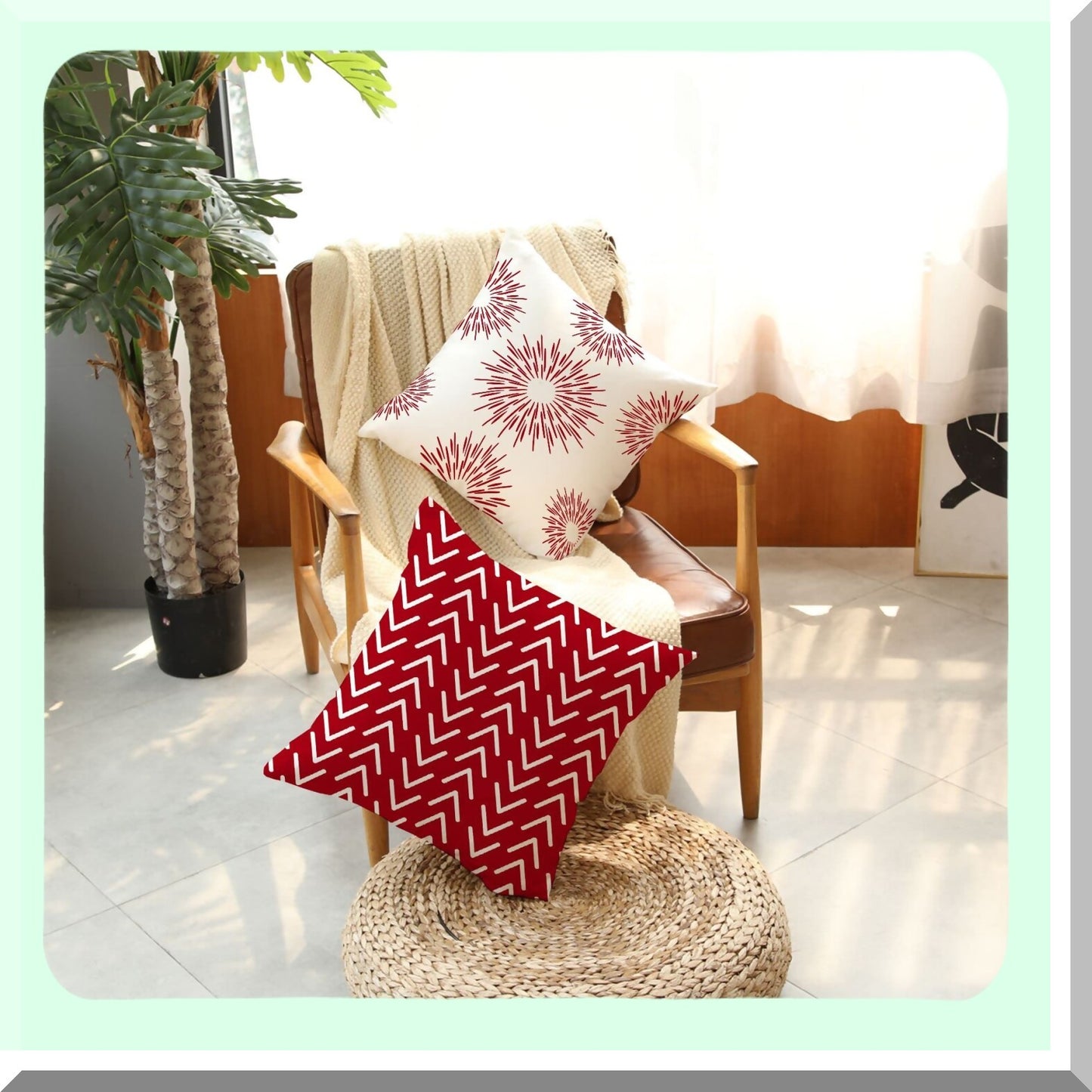 Red Linen Decorative Pillow Covers Set - 20x20 Inch (50x50 cm) - Sofa Throw Pillow Covers for Couch, Bed, Car - Set of 4 Outdoor Cushion Covers