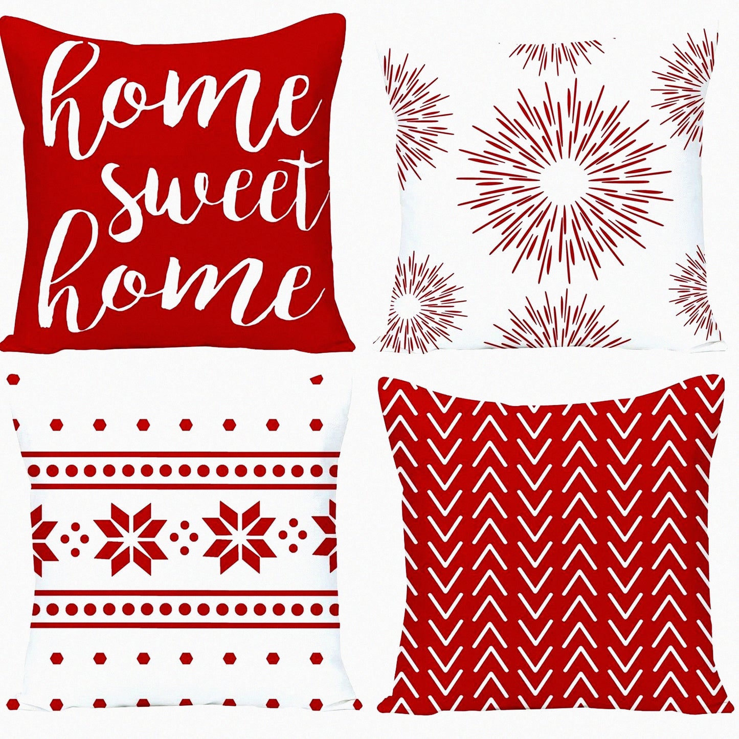 Red Linen Decorative Pillow Covers Set - 20x20 Inch (50x50 cm) - Sofa Throw Pillow Covers for Couch, Bed, Car - Set of 4 Outdoor Cushion Covers
