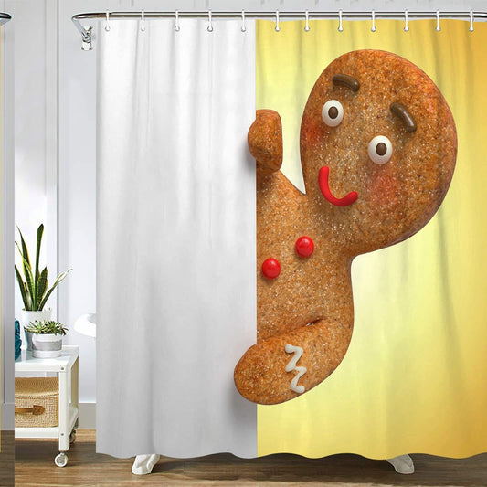 Gingerbread Man Shower Curtain Set with Hooks