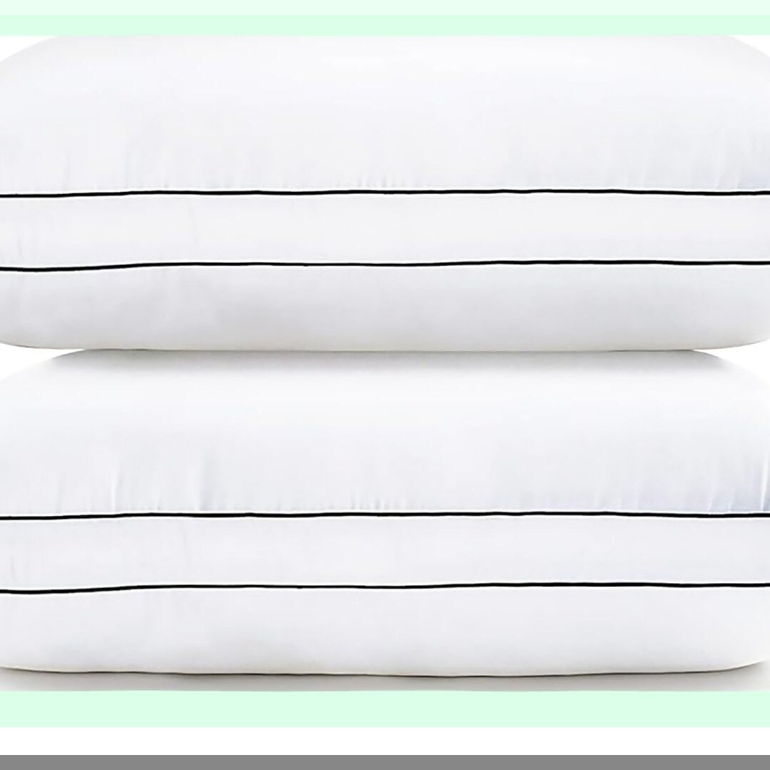 SleepWell Comfort Pillows - Set of 2 Gusseted Soft Bed Pillows for Back, Stomach, Side Sleepers. Down Alternative, Standard Size 20 x 26 Inches, White