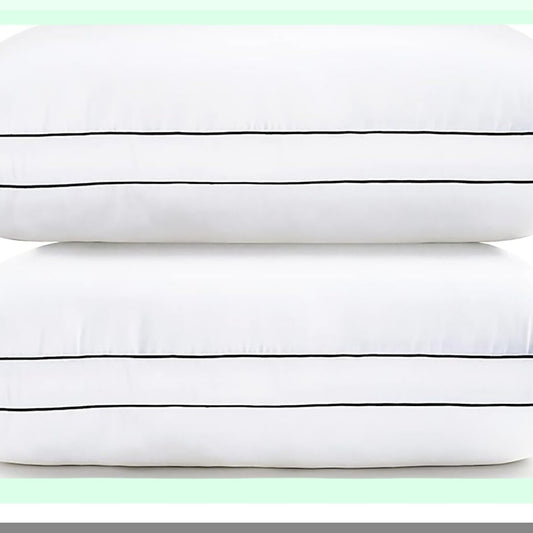 SleepWell Comfort Pillows - Set of 2 Gusseted Soft Bed Pillows for Back, Stomach, Side Sleepers. Down Alternative, Standard Size 20 x 26 Inches, White