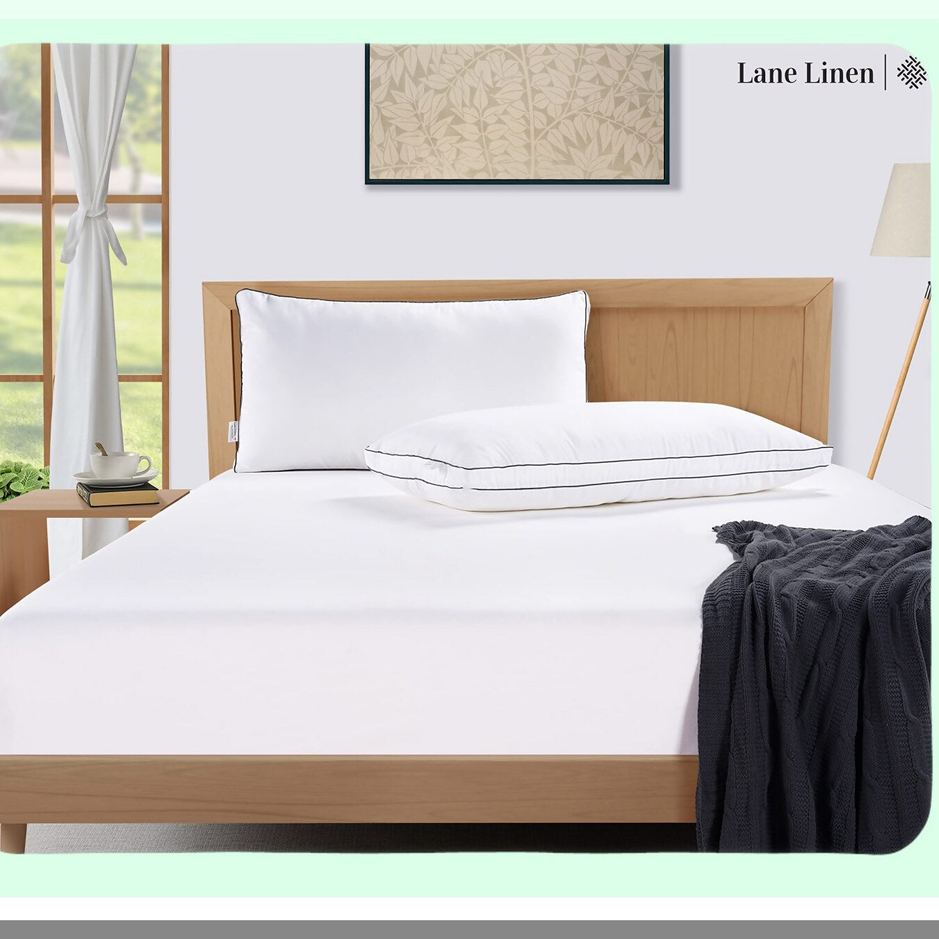 SleepWell Comfort Pillows - Set of 2 Gusseted Soft Bed Pillows for Back, Stomach, Side Sleepers. Down Alternative, Standard Size 20 x 26 Inches, White