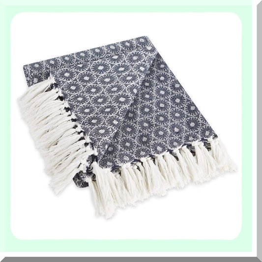 CozyNautical Farmhouse Throw Blanket - Perfect for Chair, Couch, Bed, Picnic, Camping, Beach, or Staying Cozy at Home, 50x60, Nautical Blue