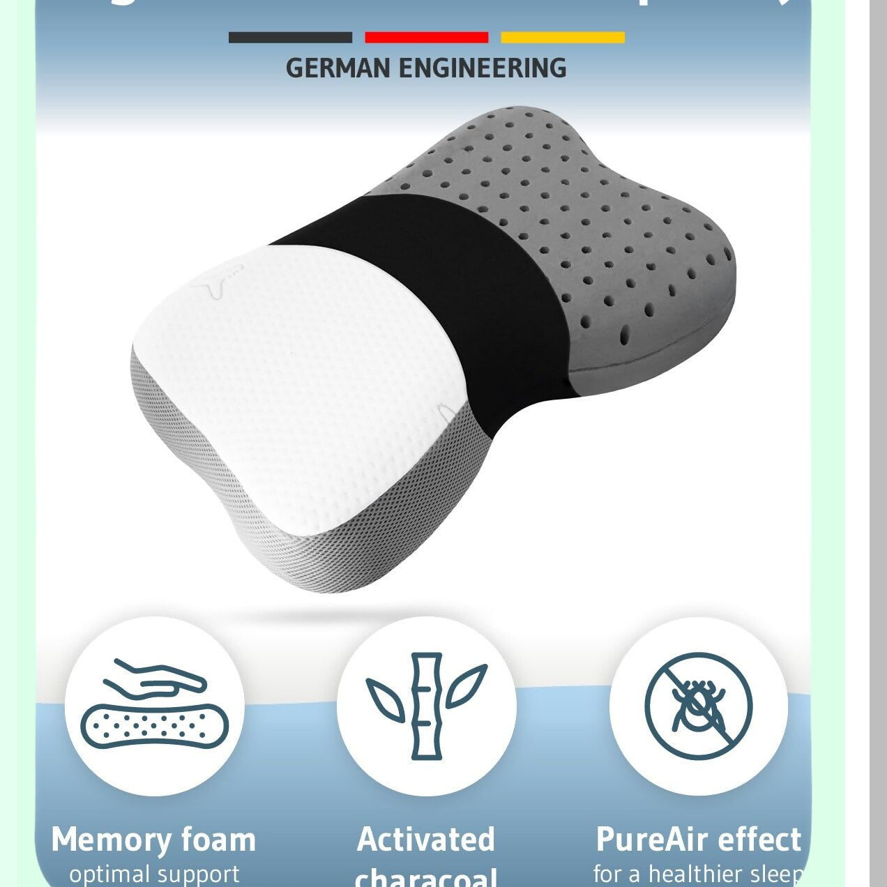 Bamboo Charcoal Orthopedic Travel Pillow - Intense Sleep Support