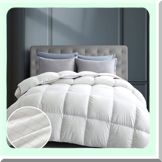 GridComfort All Season Duvet Insert - White Grid, Medium Warmth, 104"x88"