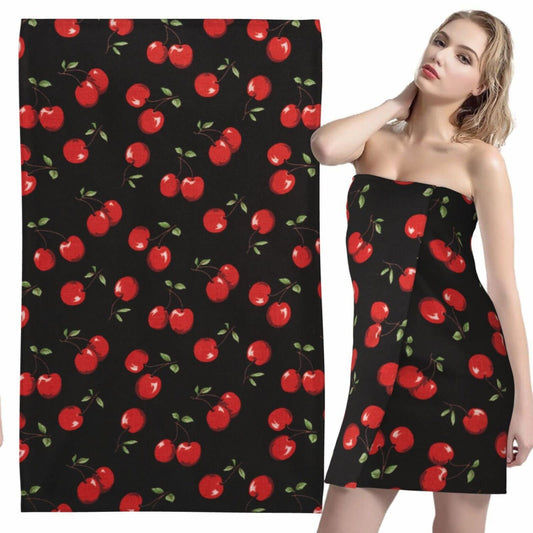 Microfiber Beach Towel Black Sweet Cherry 31.5 x 51